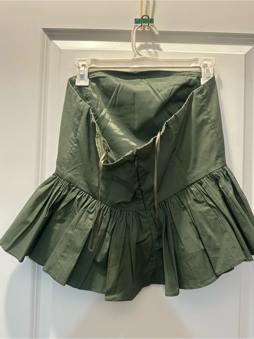 NWT J.Crew Strapless Green Peplum Top size 10